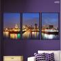 Imagem de Kit 3 quadros decorativos 60x80cm vidro  cidade noturna ct002