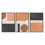 Imagem de Kit 3 quadros decorativos 60x80cm vidro formas geometricas laranja marrom e preto abg035