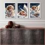 Imagem de Kit 3 Quadros Decorativos Anjo Criança 33x24cm - com vidro