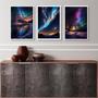 Imagem de Kit 3 Quadros Decorativos Aurora Boreal 24X18Cm - Com Vidro