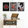 Imagem de Kit 3 Quadros Decorativos Bandas De RockPosters 24x18cm - com vidro