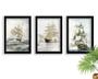 Imagem de Kit 3 Quadros Decorativos Com Moldura Preta Navio Europeu