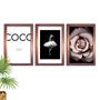 Imagem de Kit 3 Quadros Decorativos Com Moldura Rose Coco Chanel