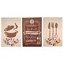 Imagem de Kit 3 Quadros Decorativos Cozinha Panela e Talheres Marrom 20x30cm Copa Cantinho Gourmet