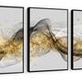 Imagem de Kit 3 Quadros Decorativos Dourado Efeito Ondas Luxo Sala 60x40 Vinil