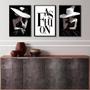 Imagem de Kit 3 Quadros Decorativos Fashion Lady Preto E Branco