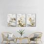 Imagem de Kit 3 Quadros Decorativos Flores Brancas Com Dourado