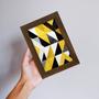 Imagem de Kit 3 Quadros Decorativos Frase Motivação Sonhos Quadro de Parede Sala Geométrico Amarelo Quarto Trio Decoração