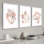 Imagem de Kit 3 Quadros Decorativos Medicina Coração Para Consultório 60x40 Vinil