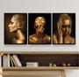 Imagem de Kit 3 Quadros Decorativos Mulheres Douradas 33x24cm
