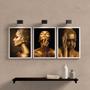 Imagem de Kit 3 Quadros Decorativos Mulheres Douradas 33x24cm
