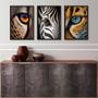 Imagem de Kit 3 Quadros Decorativos Olhos De Animais 45x34cm - com vidro