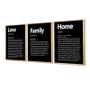 Imagem de Kit 3 Quadros Decorativos para Corredor e Hall de Entrada 30x40cm Family Love Home Preto - Hugart