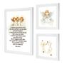 Imagem de Kit 3 Quadros Decorativos para Quarto Infantil Bebê com Moldura Oração Anjo Nossa Senhora Jesus com Vidro