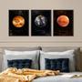 Imagem de Kit 3 Quadros Decorativos Planetas 33x24cm - com vidro