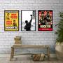 Imagem de Kit 3 Quadros Decorativos Rocky Balboa 45x34cm Madeira Preta