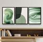 Imagem de Kit 3 Quadros Decorativos Sala Abstratos Verdes Claro