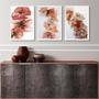 Imagem de Kit 3 Quadros Decorativos Sala Flores Marrom Rosê 45x34cm - com vidro