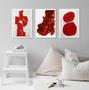Imagem de Kit 3 Quadros Decorativos Vermelhos- Arte Moderna 24X18Cm