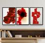 Imagem de Kit 3 Quadros Decorativos Vermelhos- Formas Abstratas