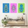 Imagem de Kit 3 Quadros Esotéricos Olhos Gregos Hamsa 24x18cm - com vidro