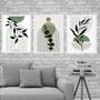 Imagem de Kit 3 Quadros Estilo Boho Folhas Verdes 33X24Cm - Com Vidro