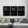 Imagem de Kit 3 Quadros Família Preto Com Dourado 24x18cm - com vidro