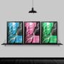 Imagem de Kit 3 Quadros Feng Shui Budas Coloridos 45X34 Moldura Branca