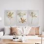 Imagem de Kit 3 Quadros Flores Brancas Com Dourado 24x18cm - com vidro