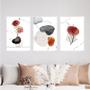 Imagem de Kit 3 Quadros Flores One Line Aquarela 33x24cm - com vidro