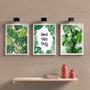Imagem de Kit 3 Quadros Folhagens Good Vibes Only 24x18cm - com vidro