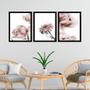 Imagem de Kit 3 Quadros Fotografias Modernas Flores Rosê 33x24cm - com vidro
