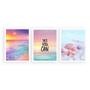 Imagem de Kit 3 Quadros Frase Praia Motivacional 24X18Cm