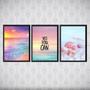 Imagem de Kit 3 Quadros Frase Praia Motivacional 45X34Cm