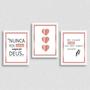 Imagem de Kit 3 Quadros Frases Questão De Fé 33X24Cm - Com Vidro