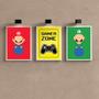 Imagem de Kit 3 Quadros Gamer Zone Color 45x34cm - Moldura Branca