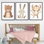 Imagem de Kit 3 Quadros Infantis Animais Minimalistas 33x24cm - com vidro