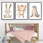 Imagem de Kit 3 Quadros Infantis Animais Neutros 33X24Cm - Com Vidro