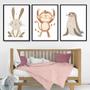 Imagem de Kit 3 Quadros Infantis Animais Neutros 45x34cm - com vidro