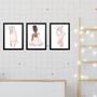 Imagem de Kit 3 Quadros Infantis Bailarinas Morenas 24x18cm - com vidro