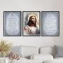Imagem de Kit 3 Quadros Jesus Aquarela - Salmos 45X34Cm - Com Vidro