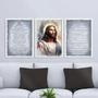 Imagem de Kit 3 Quadros Jesus Aquarela - Salmos 45X34Cm - Com Vidro