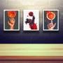 Imagem de Kit 3 Quadros Jogador De Basquete 45X34Cm - Com Vidro