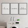 Imagem de Kit 3 Quadros Lavanderia Lavar Passar Dobrar 24x18cm - com vidro