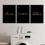 Imagem de Kit 3 Quadros Lavar Passar Dobrar Lavanderia 33x24cm - com vidro