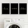 Imagem de Kit 3 Quadros Lavar Passar Dobrar Lavanderia 33x24cm - com vidro