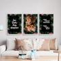Imagem de Kit 3 Quadros Leão e Leoa Frases Religiosas 33x24cm - com vidro