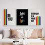 Imagem de Kit 3 Quadros LGBT Be You 45x34cm - com vidro