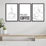 Imagem de Kit 3 Quadros Minimalistas Café- But First Coffee 24x18cm - com vidro