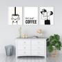 Imagem de Kit 3 Quadros Minimalistas Café - First Coffee 33x24cm